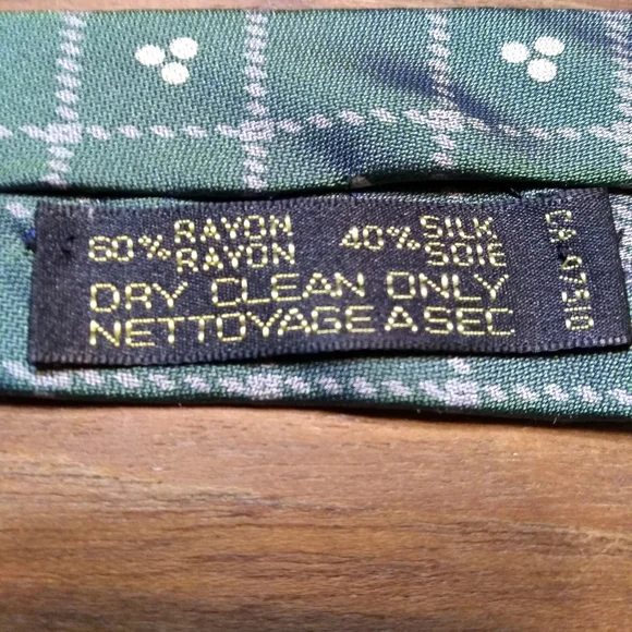 Giorgio Armani Tie, 60% Polyester, 40% Silk, Green & White Pattern Made … - Picture 7 of 10